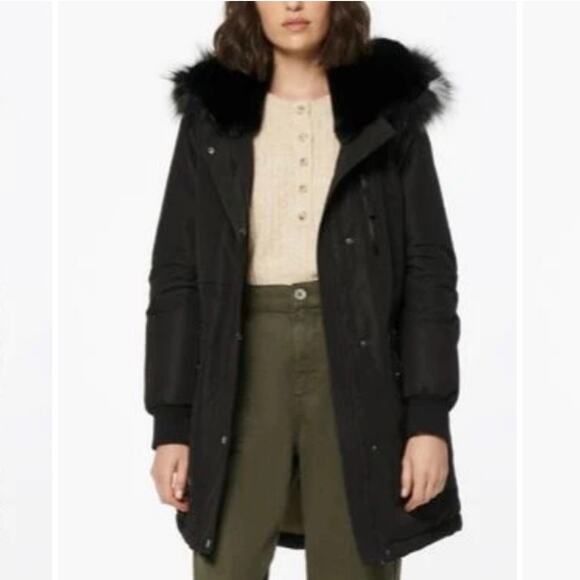 Marc NEW YORK LADIES Black parka w fuux fur hood size small - Picture 1 of 12